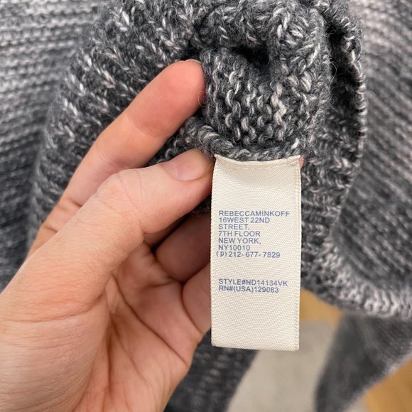 Rebecca Minkoff Page V Neck Cold Shoulder Knit Sweater, Grey Ombré, Size XS - Picture 8 of 9